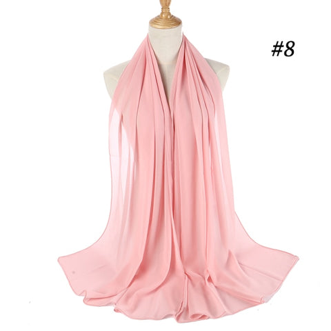 women plain bubble chiffon scarf hijab wrap printe solid color shawls