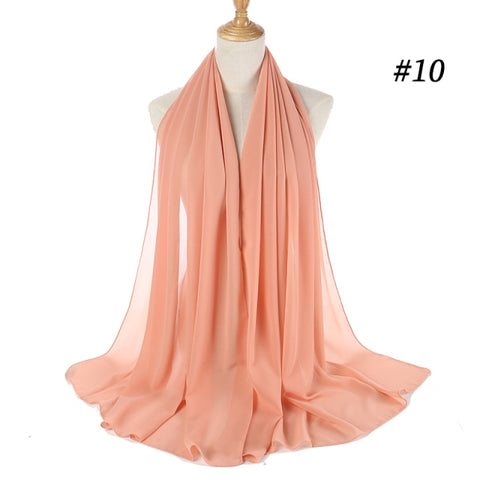 women plain bubble chiffon scarf hijab wrap printe solid color shawls