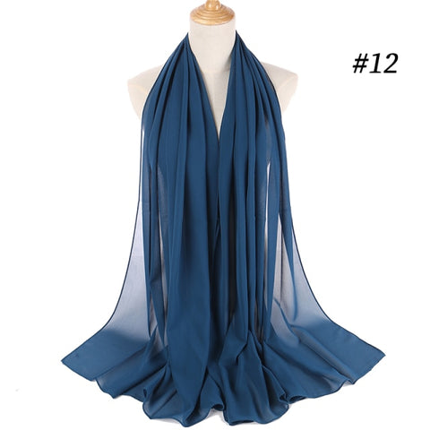 women plain bubble chiffon scarf hijab wrap printe solid color shawls