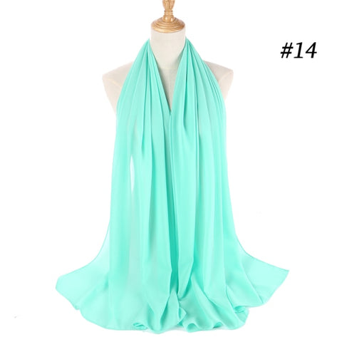 women plain bubble chiffon scarf hijab wrap printe solid color shawls