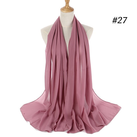 women plain bubble chiffon scarf hijab wrap printe solid color shawls