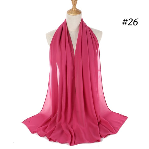 women plain bubble chiffon scarf hijab wrap printe solid color shawls