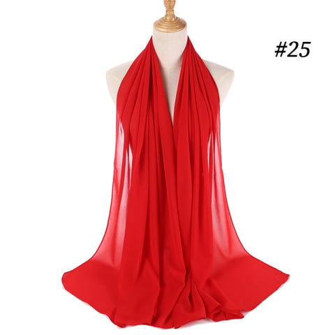 women plain bubble chiffon scarf hijab wrap printe solid color shawls