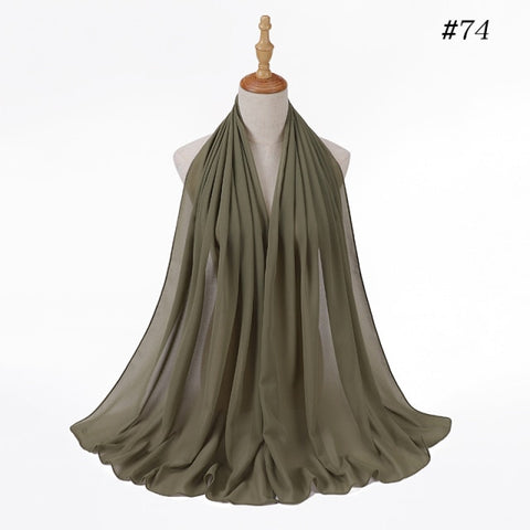 women plain bubble chiffon scarf hijab wrap printe solid color shawls
