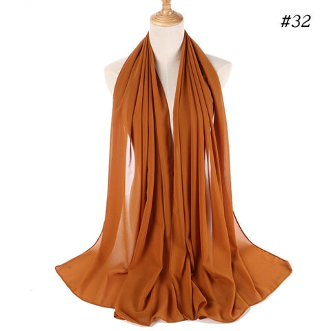women plain bubble chiffon scarf hijab wrap printe solid color shawls