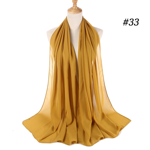 women plain bubble chiffon scarf hijab wrap printe solid color shawls