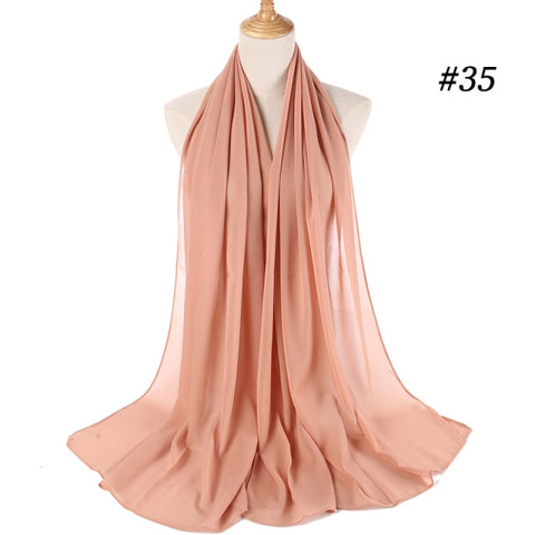 women plain bubble chiffon scarf hijab wrap printe solid color shawls