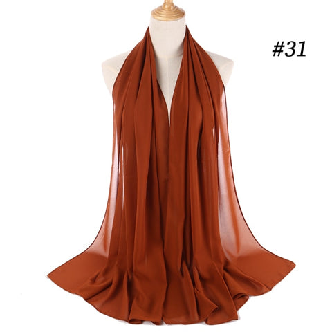 women plain bubble chiffon scarf hijab wrap printe solid color shawls