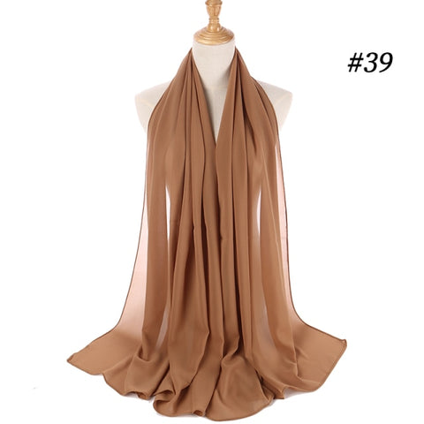 women plain bubble chiffon scarf hijab wrap printe solid color shawls