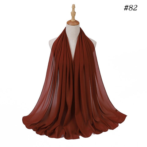 women plain bubble chiffon scarf hijab wrap printe solid color shawls