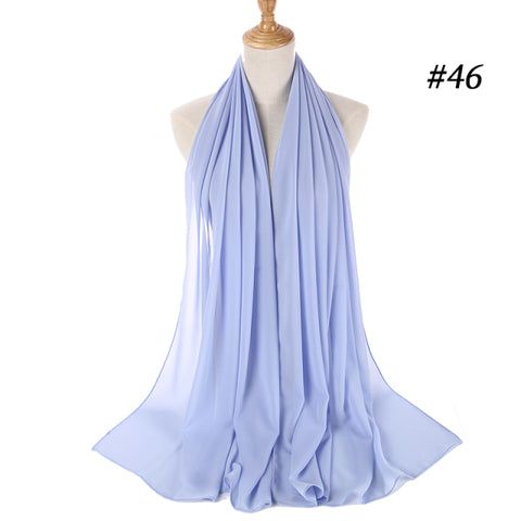 women plain bubble chiffon scarf hijab wrap printe solid color shawls