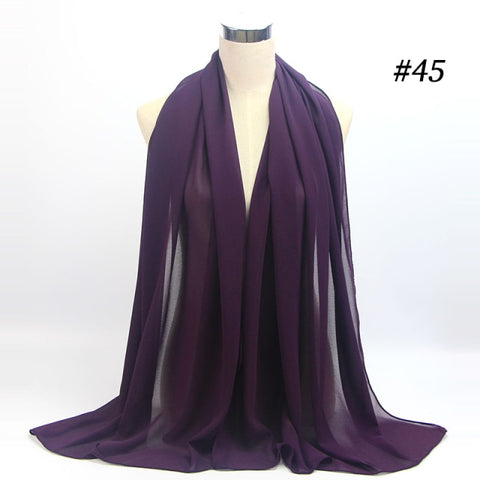 women plain bubble chiffon scarf hijab wrap printe solid color shawls