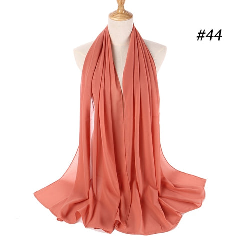 women plain bubble chiffon scarf hijab wrap printe solid color shawls