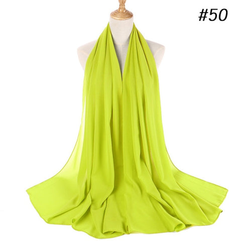 women plain bubble chiffon scarf hijab wrap printe solid color shawls