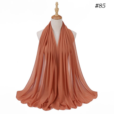 women plain bubble chiffon scarf hijab wrap printe solid color shawls