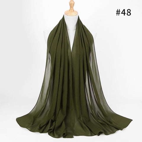 women plain bubble chiffon scarf hijab wrap printe solid color shawls