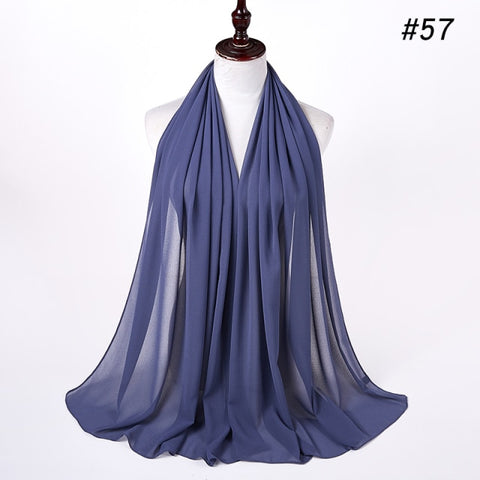 women plain bubble chiffon scarf hijab wrap printe solid color shawls