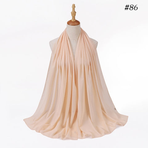 women plain bubble chiffon scarf hijab wrap printe solid color shawls