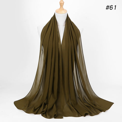 women plain bubble chiffon scarf hijab wrap printe solid color shawls