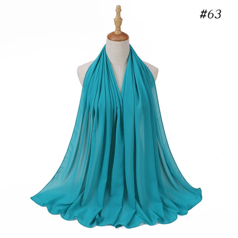 women plain bubble chiffon scarf hijab wrap printe solid color shawls