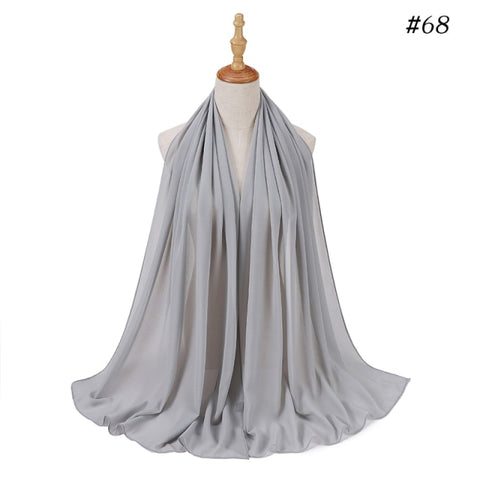 women plain bubble chiffon scarf hijab wrap printe solid color shawls