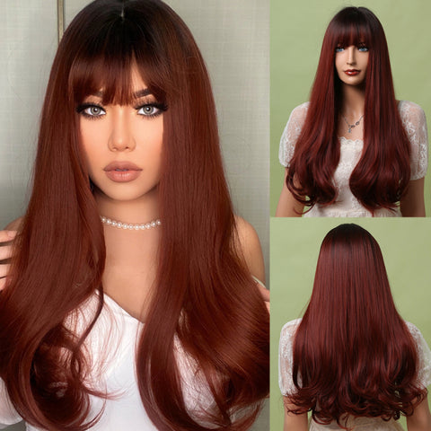 Long Natural Wavy Platinum Blonde Wigs with Bangs Cosplay