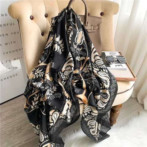 New Summer Women Silk Scarf Beach Hijab Shawls and Wraps Female