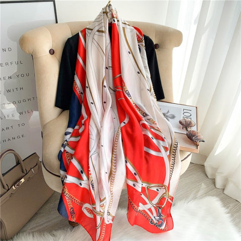 New Summer Women Silk Scarf Beach Hijab Shawls and Wraps Female