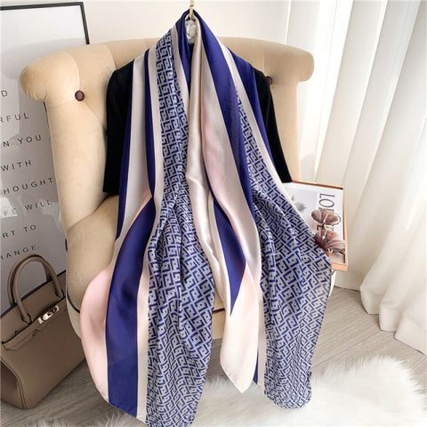 New Summer Women Silk Scarf Beach Hijab Shawls and Wraps Female