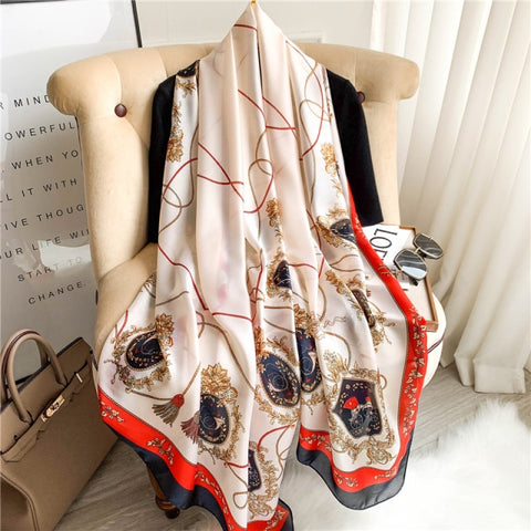 New Summer Women Silk Scarf Beach Hijab Shawls and Wraps Female