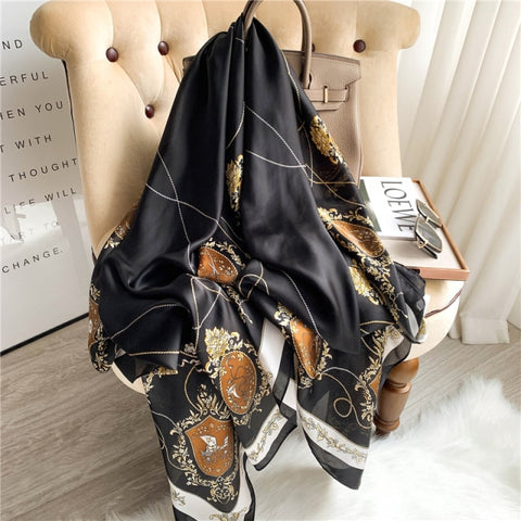 New Summer Women Silk Scarf Beach Hijab Shawls and Wraps Female
