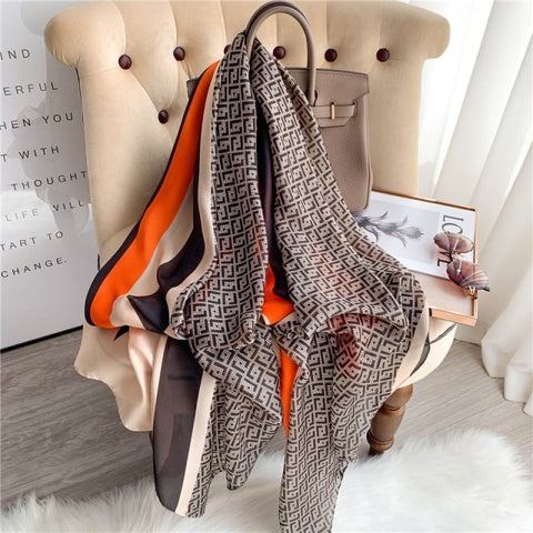 New Summer Women Silk Scarf Beach Hijab Shawls and Wraps Female