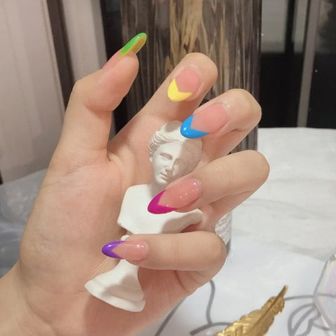 Wear Detachable Pink Lady Art Ballerina Full Cover Fake Nails 24pcs/box