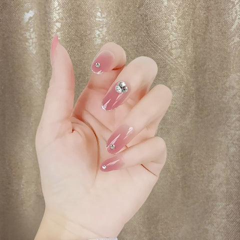 Wear Detachable Pink Lady Art Ballerina Full Cover Fake Nails 24pcs/box