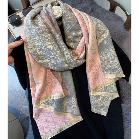 Luxury Winter Cashmere Scarf Women Warm Pashmina Blanket Horse Scarves