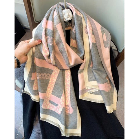 Luxury Winter Cashmere Scarf Women Warm Pashmina Blanket Horse Scarves
