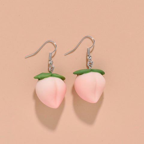 Lovely Fruit Tea Cup Earrings Creative Funny CrystalJewelry personality