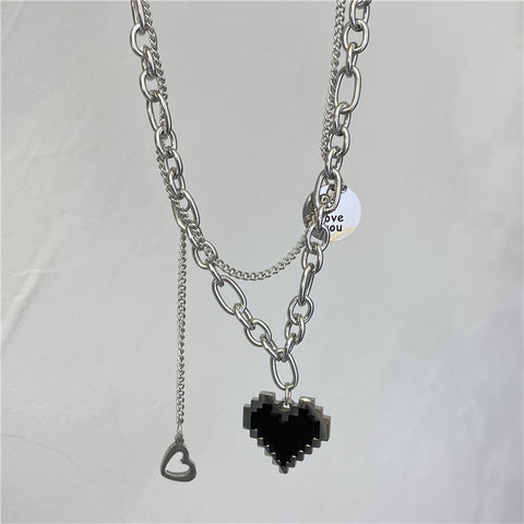 New Senior Fashion Women Pendant Link Chain Metal Heart Party Necklace