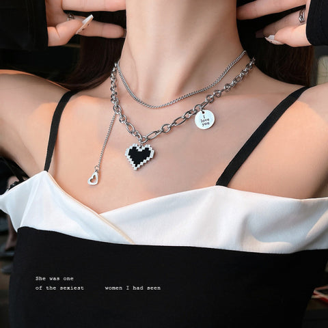 New Senior Fashion Women Pendant Link Chain Metal Heart Party Necklace