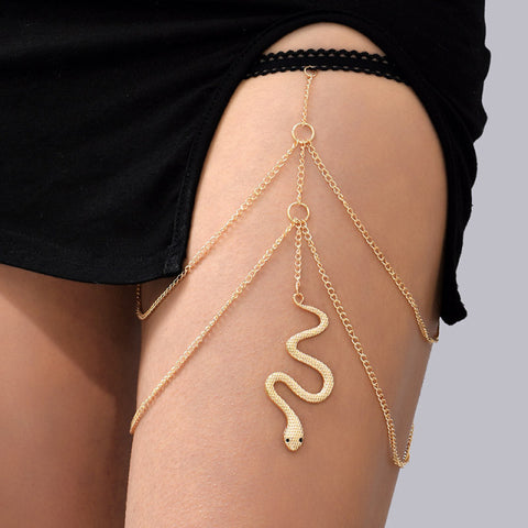 Metal Beaded Chain Thigh Chain For Women Big Snake Pendants
