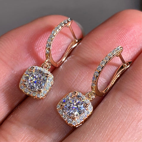 New Trendy Square Shape Drop Earrings Wedding Jewelry Elegant for Female