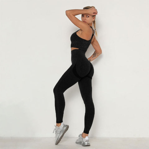 Long Sleeve Top Seamless Outfits High Waist Leggings Sport Suit