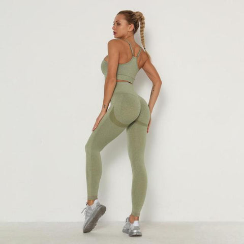 Long Sleeve Top Seamless Outfits High Waist Leggings Sport Suit