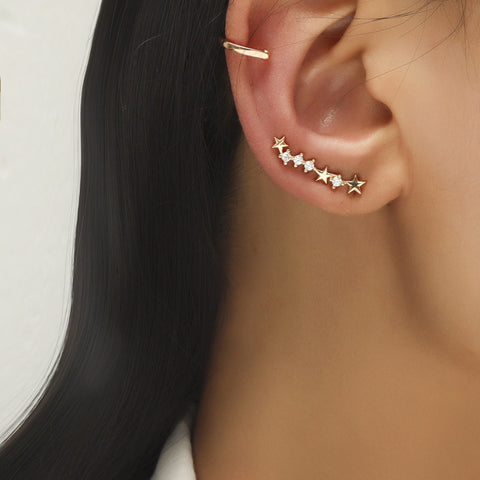 Trendy No Piercing Crystal Rhinestone Ear Cuff Earrings for Women