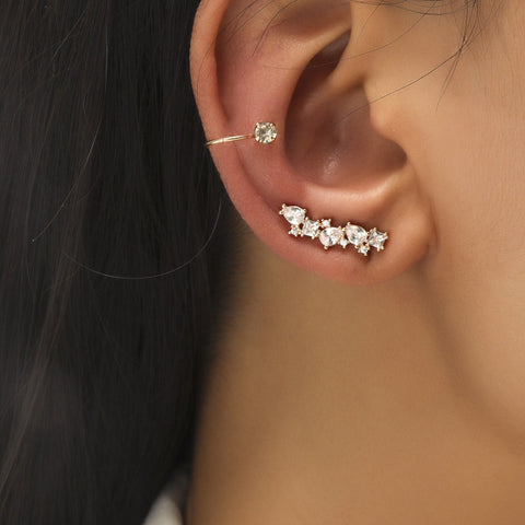 Trendy No Piercing Crystal Rhinestone Ear Cuff Earrings for Women
