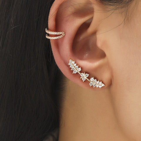 Trendy No Piercing Crystal Rhinestone Ear Cuff Earrings for Women