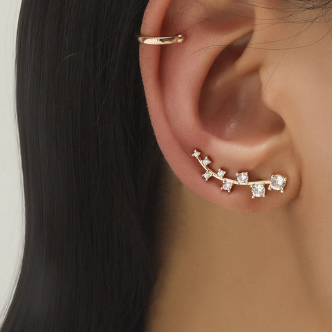 Trendy No Piercing Crystal Rhinestone Ear Cuff Earrings for Women