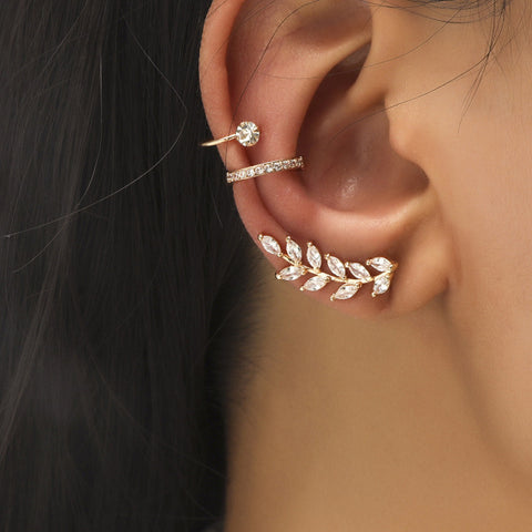 Trendy No Piercing Crystal Rhinestone Ear Cuff Earrings for Women