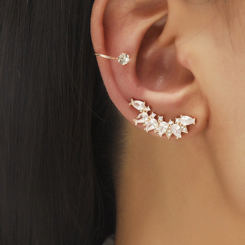 Trendy No Piercing Crystal Rhinestone Ear Cuff Earrings for Women