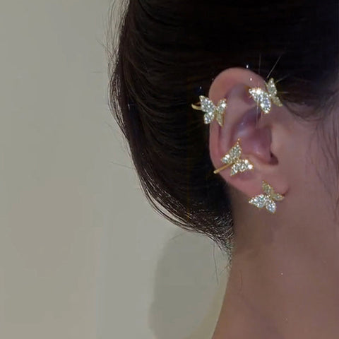 Trendy No Piercing Crystal Rhinestone Ear Cuff Earrings for Women